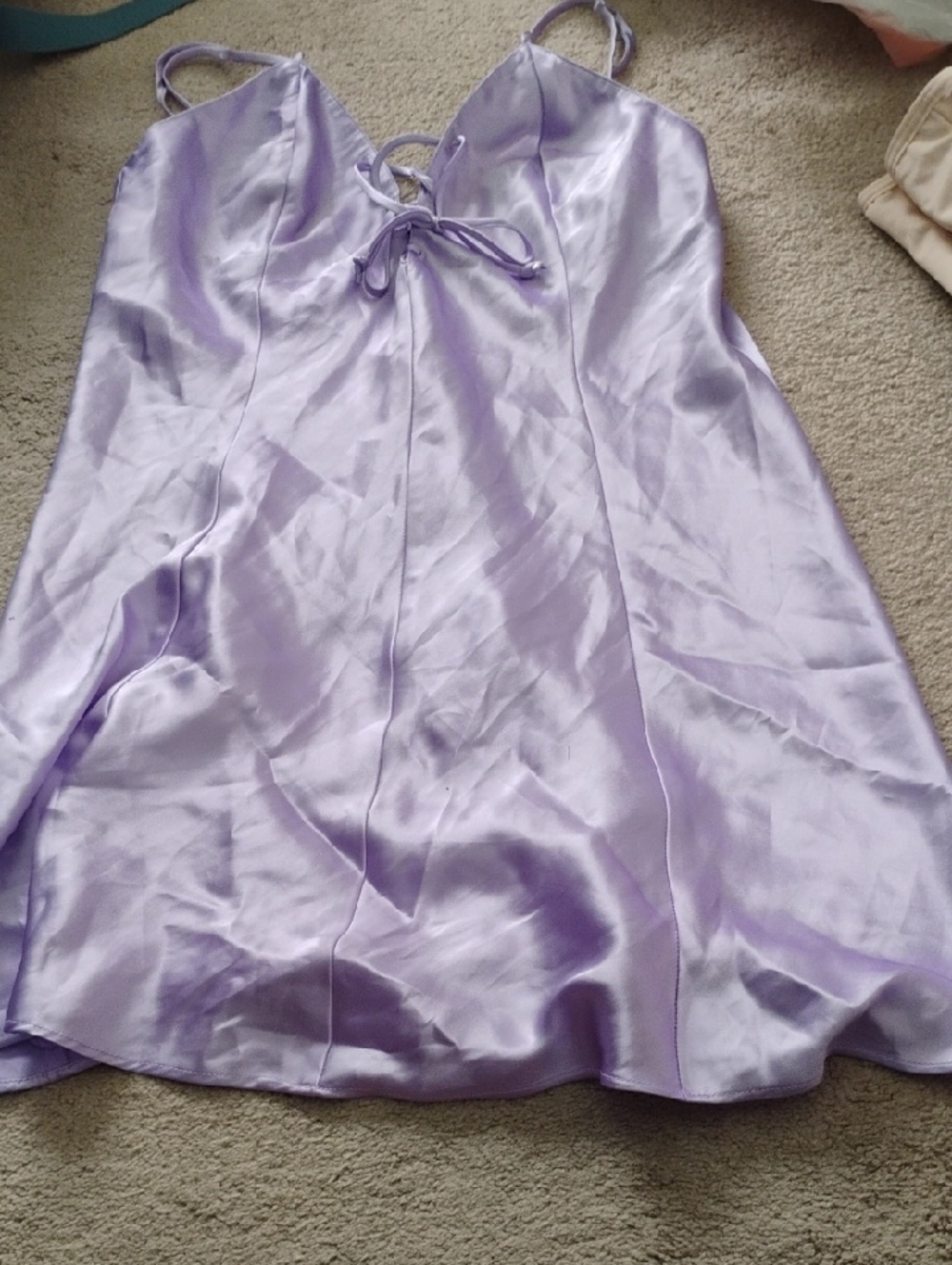 Frederick's of Hollywood Lavender Satin Chemise Babydoll
